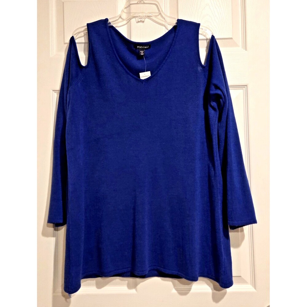 ROZ & ALI Women's 1X Purple Cold Shoulder Sweater Long Sleeves Lightweight NWT